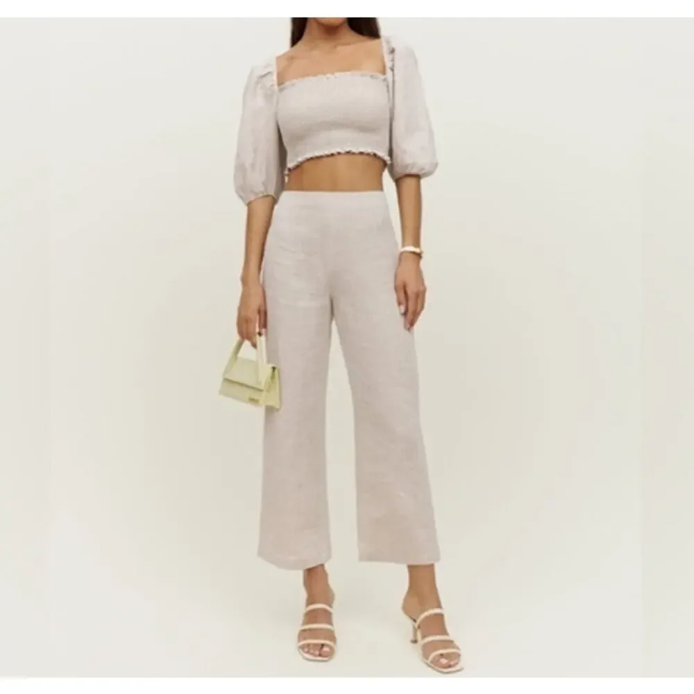 Reformation Scarlett Linen Cream Two Piece Set Size 8